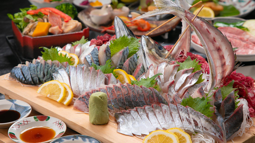 高級魚づくし関アジ・関サバ姿造り×おおいた和牛ステーキ×温泉地獄蒸し