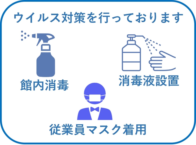 *当館ではコロナウイルス対策のため、消毒液の設置、館内の消毒、従業員のマスク着用を行っております