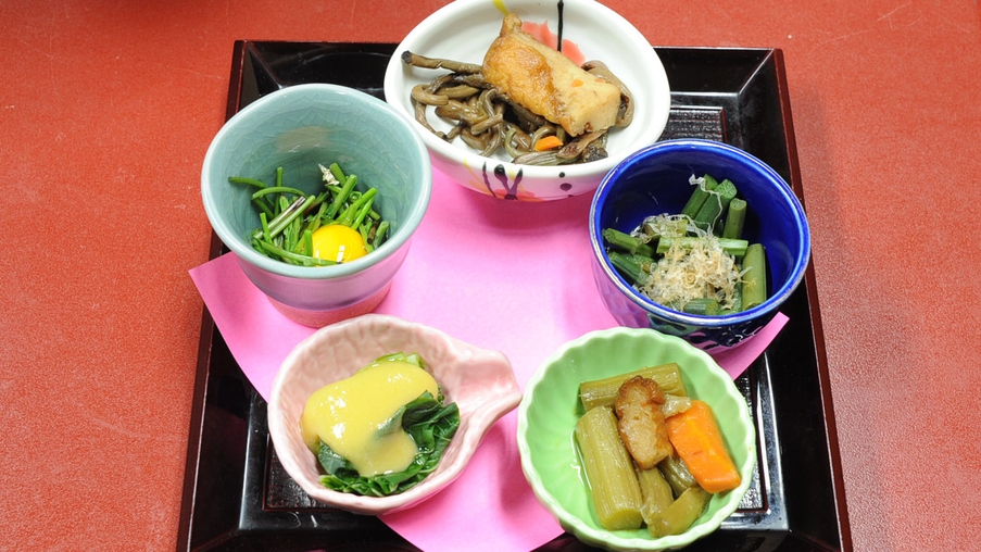 【山菜食べ尽くしプラン（夕朝食付）】山菜天ぷら×山菜しゃぶしゃぶ！季節の山菜をお腹いっぱい召し上がれ