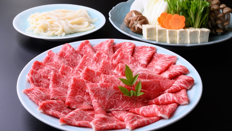 【夕食】松阪牛赤身肉しゃぶしゃぶ　※写真は4人前です。