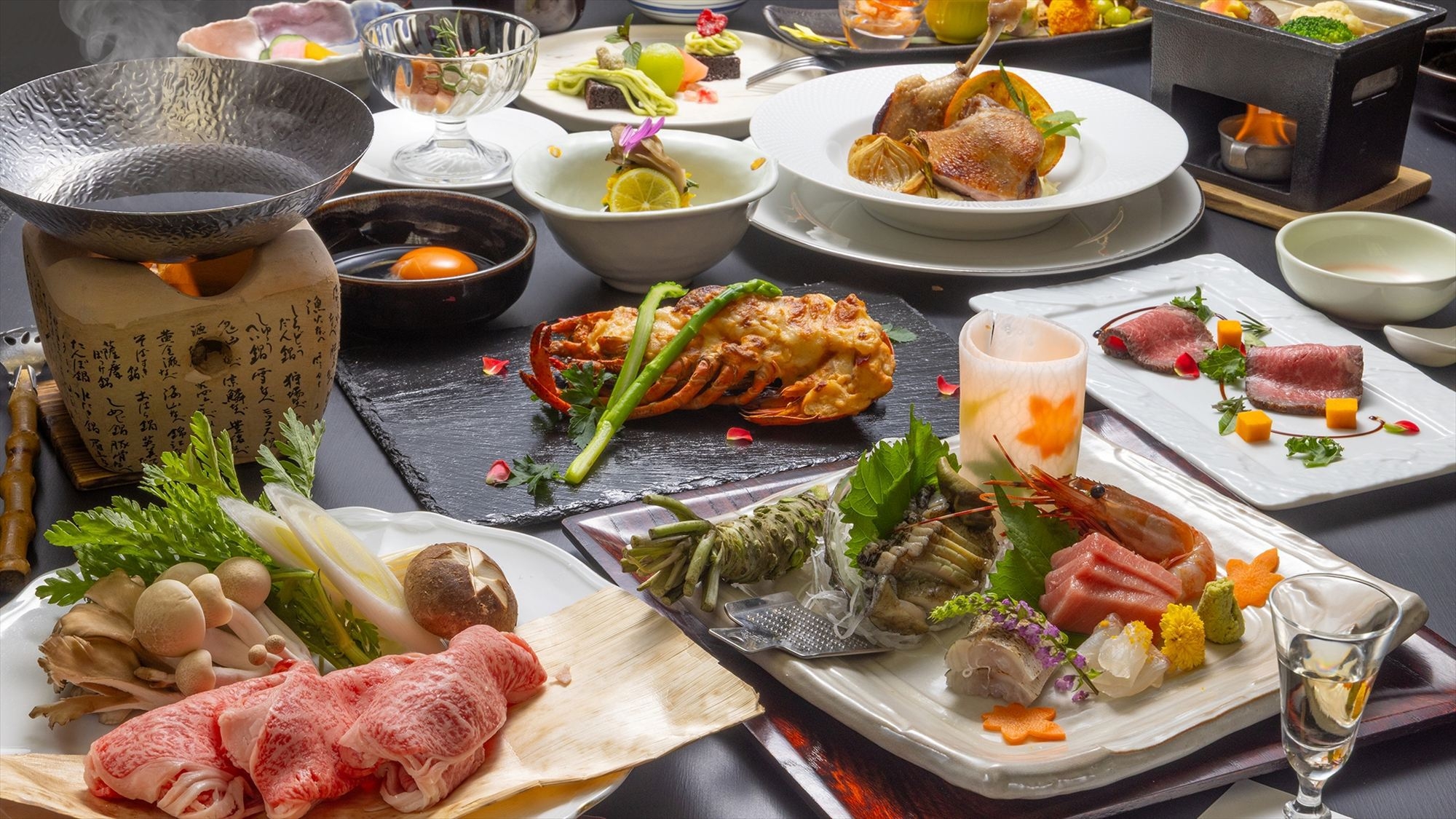 御料理｜★★★★★｜５つ星【紫】プラン　厳選山形牛すき焼きコース