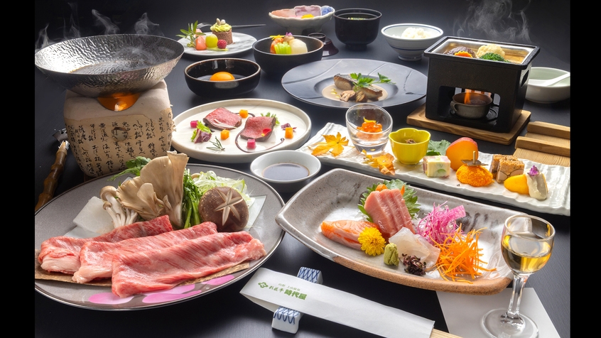 御料理｜☆☆☆★★｜２つ星【麗】プラン　厳選山形牛すき焼きコース