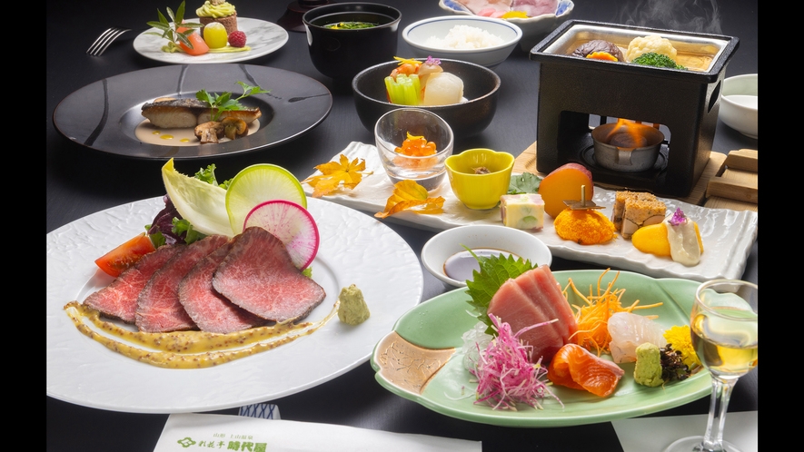 御料理｜☆☆☆☆★｜１つ星【彩】プラン　厳選山形牛ローストビーフコース