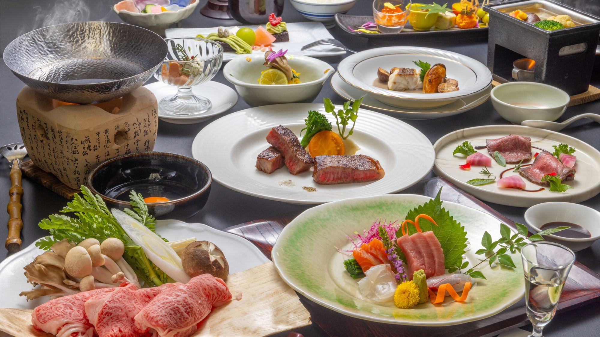 御料理｜☆☆★★★｜３つ星【雅】プラン　厳選山形牛すき焼きコース