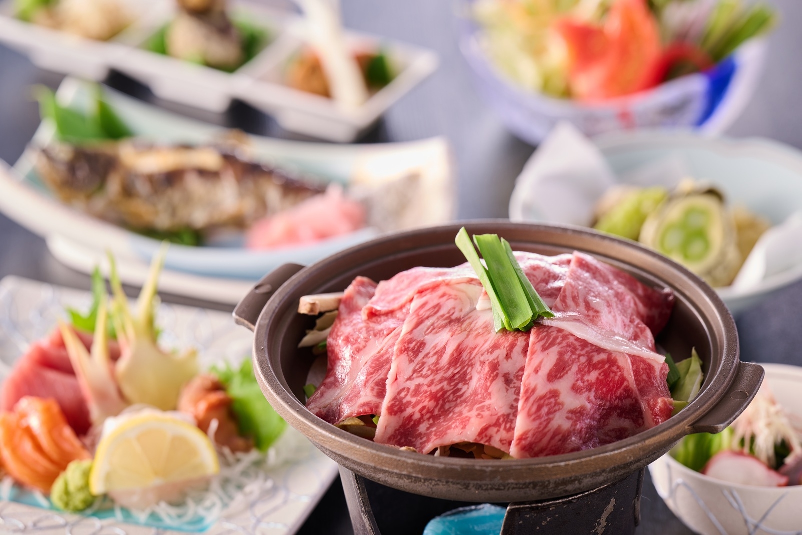 夕食「小栗御膳」　★又一御膳をグレードアップ！上州牛と地元産渓流魚のお刺身が味わえる♪★ポイント２倍