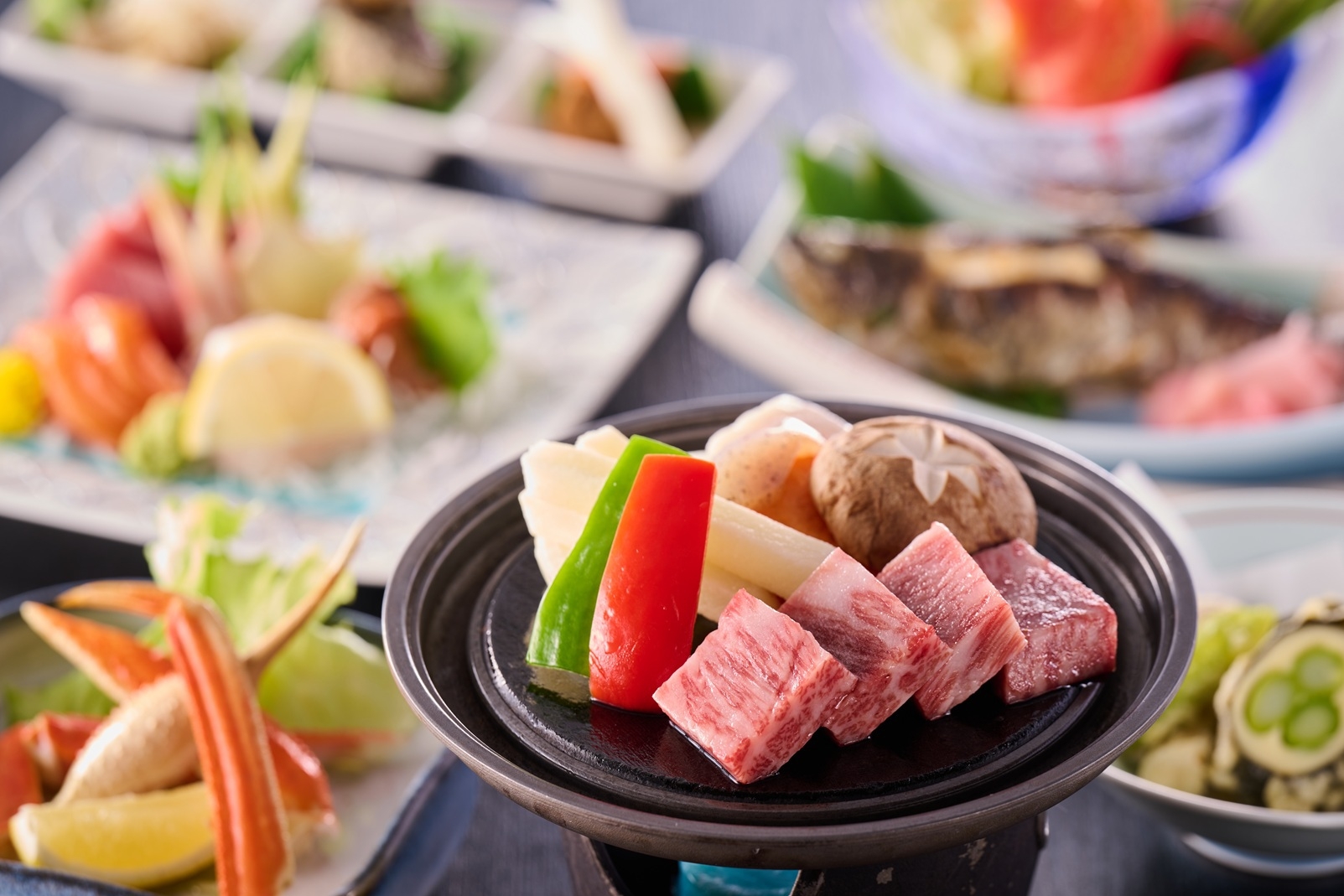 夕食「群馬スペシャル御膳」　★小栗御膳を上州和牛の溶岩焼プレート＆本日の一品付にアップ★ポイント２倍