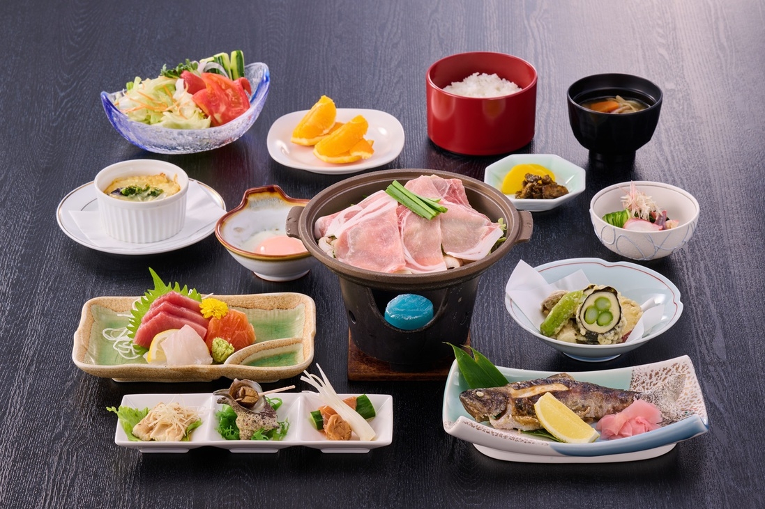 夕食「又一（またいち）御膳」　★県産豚肉と“アカマス”のお刺身含むスタンダードコース★ポイント２倍