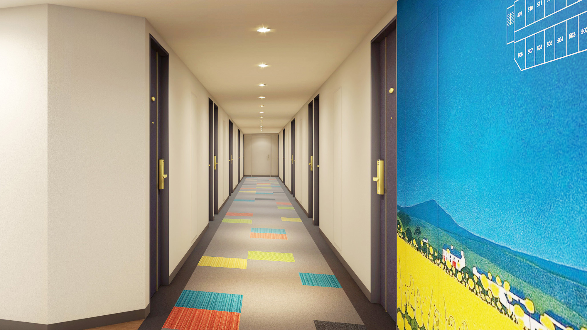 【廊下】新潟の美しい風景を感じるデザインでお客様をお迎えします
