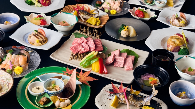 【ご当地グルメを堪能】熊本の馬刺し！阿蘇あか牛！　熊本＆阿蘇特産の食材をたっぷり使用した会席料理