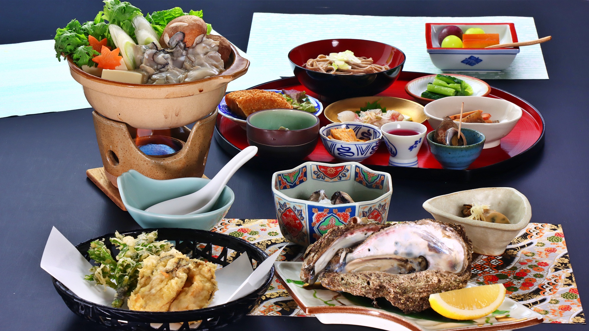 牡蠣プランには大人気蕎麦も付きます