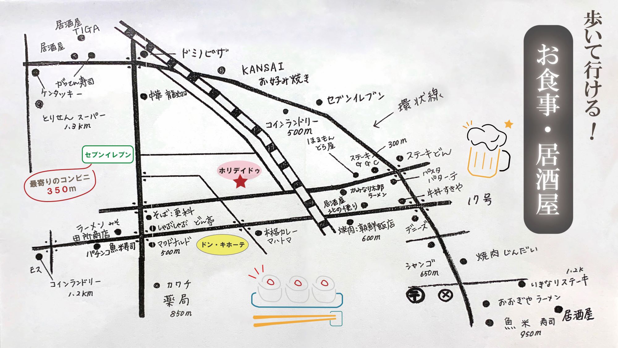 歩いて行ける！おすすめのお食事・居酒屋のご案内