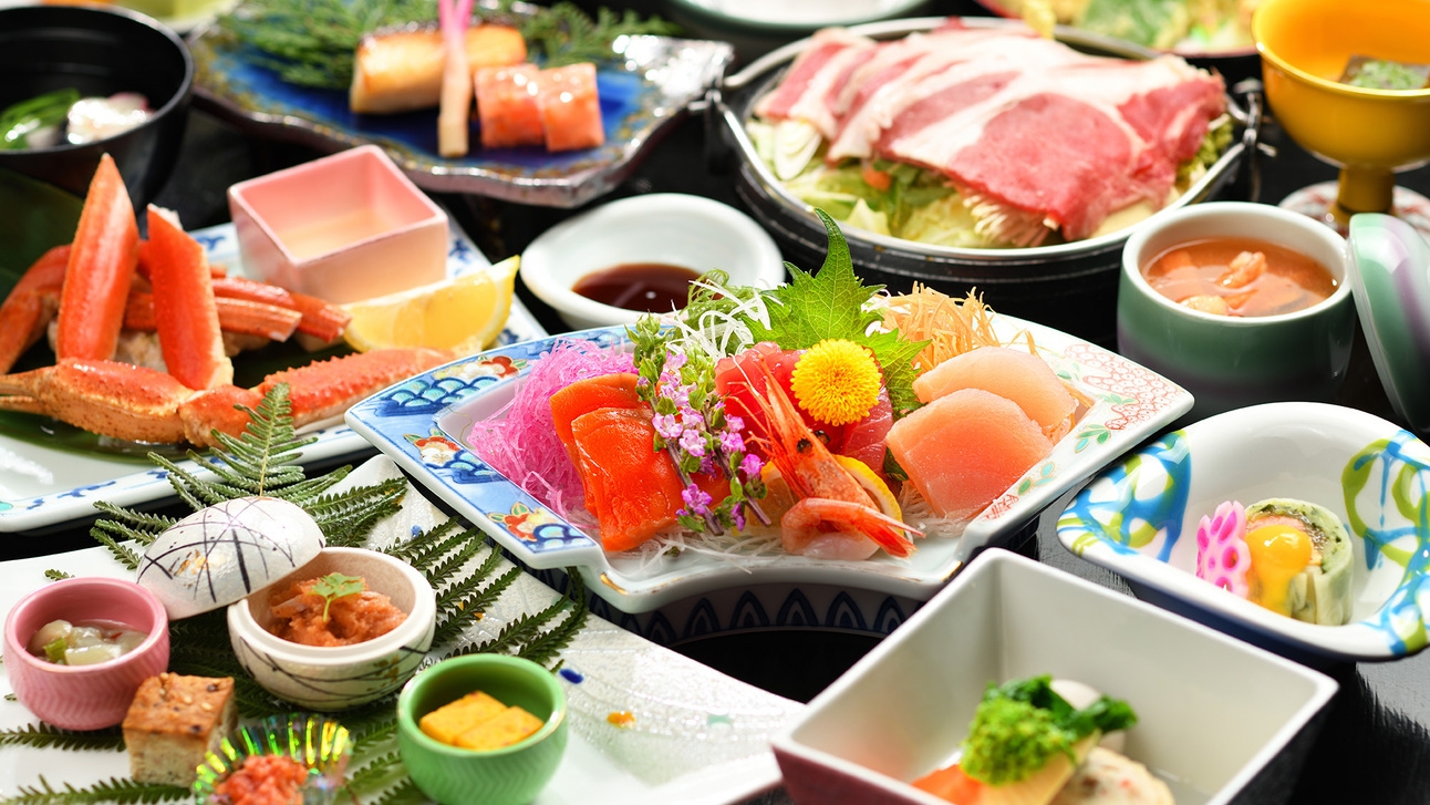 【福島ステイ】地産地消の和会席！蟹と和牛のシンプルプラン