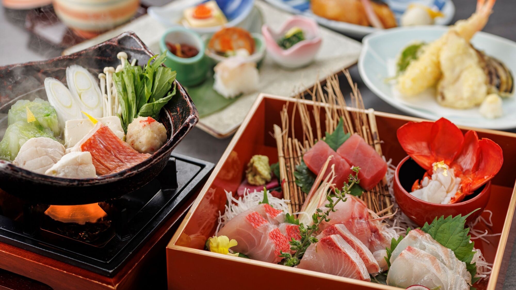 【ペット可】【特選「会席」プラン】国産牛、伊勢海老、相模湾の新鮮魚介のお造りを味わう