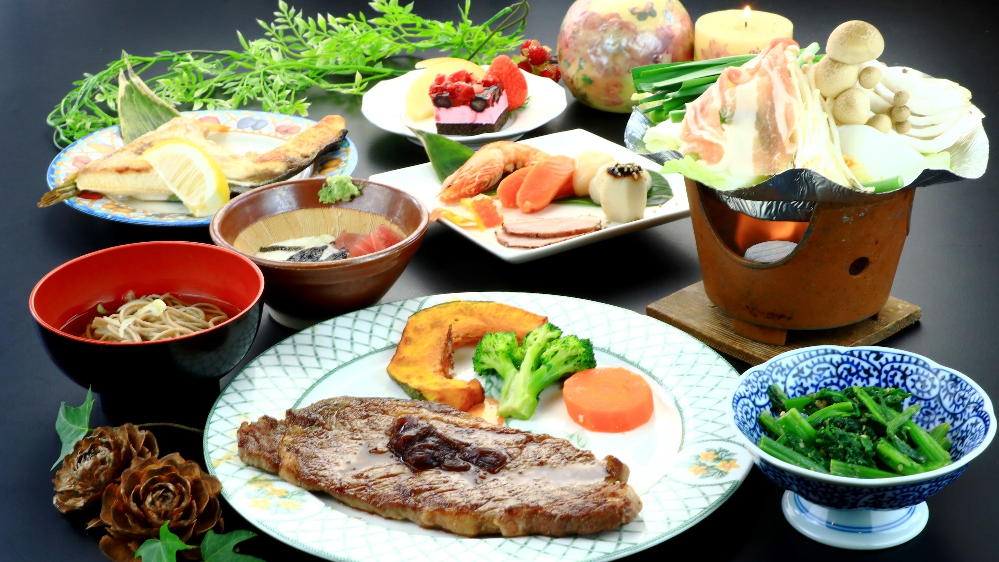 【夕食】和洋折衷の創作コース料理