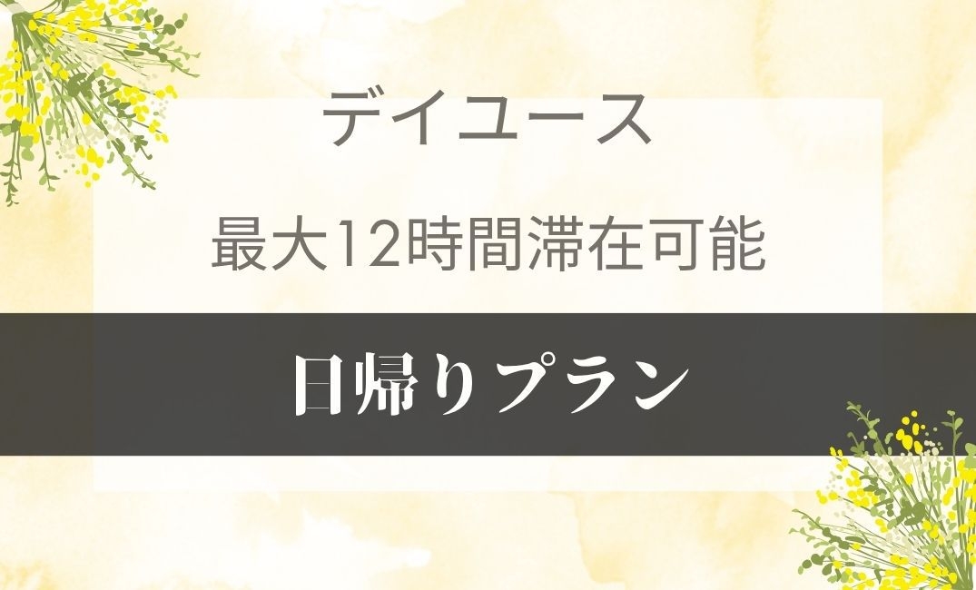 【日帰り・宿泊なし】最大12時間滞在可能〜デイユースプラン〜