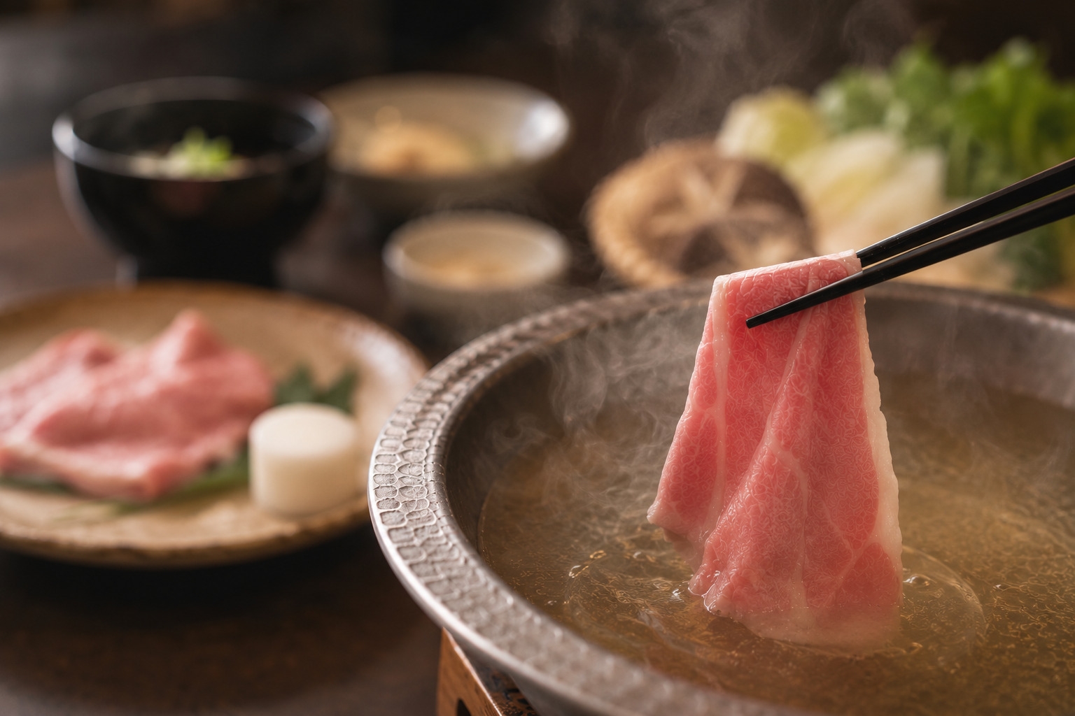 【和牛食べ比べ会席】とろけるしゃぶしゃぶ×焼きたて鉄板焼きの特別懐石
