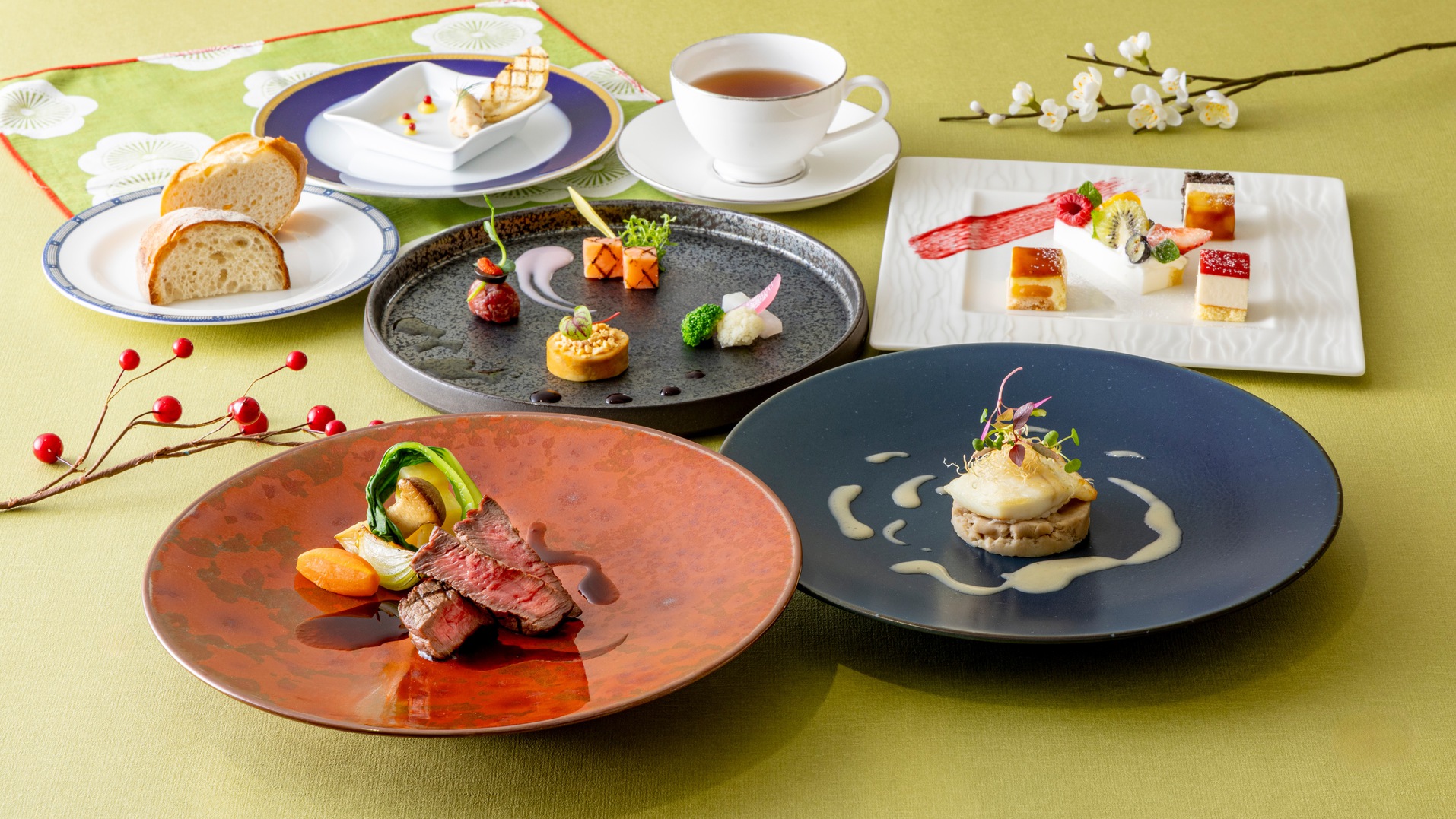 【２食付】ホテル最上階 フレンチレストラン  「お箸で召し上がるフレンチディナーコース」＆朝食付