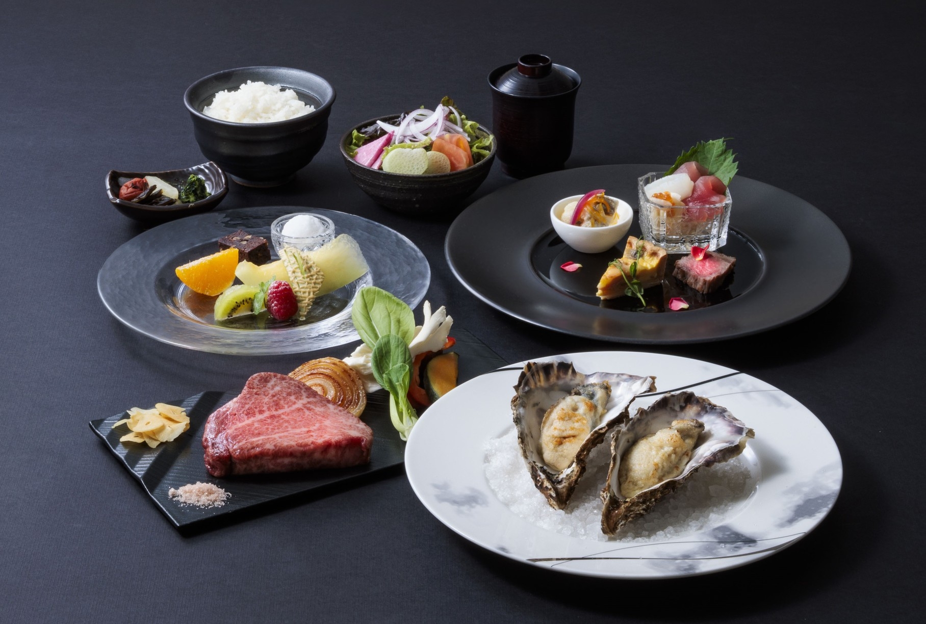 【２食付】ホテル最上階 鉄板焼『古鷹』 呉の牡蠣と広島牛のコース