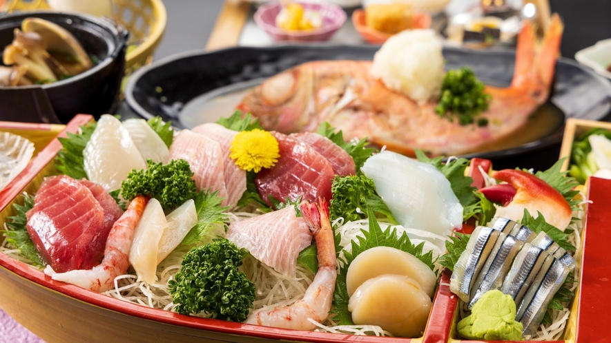 グルメ夕食 舟盛(一例)