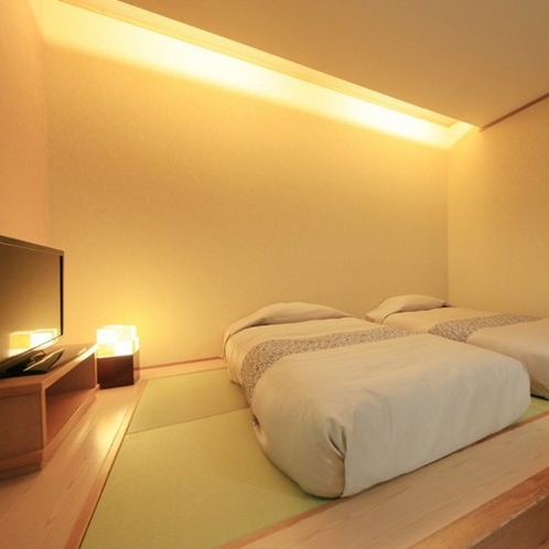 【客室一例】別館露天風呂付き客室(ツイン)…和風ベッドを備えた、新しいスタイルのお部屋です。