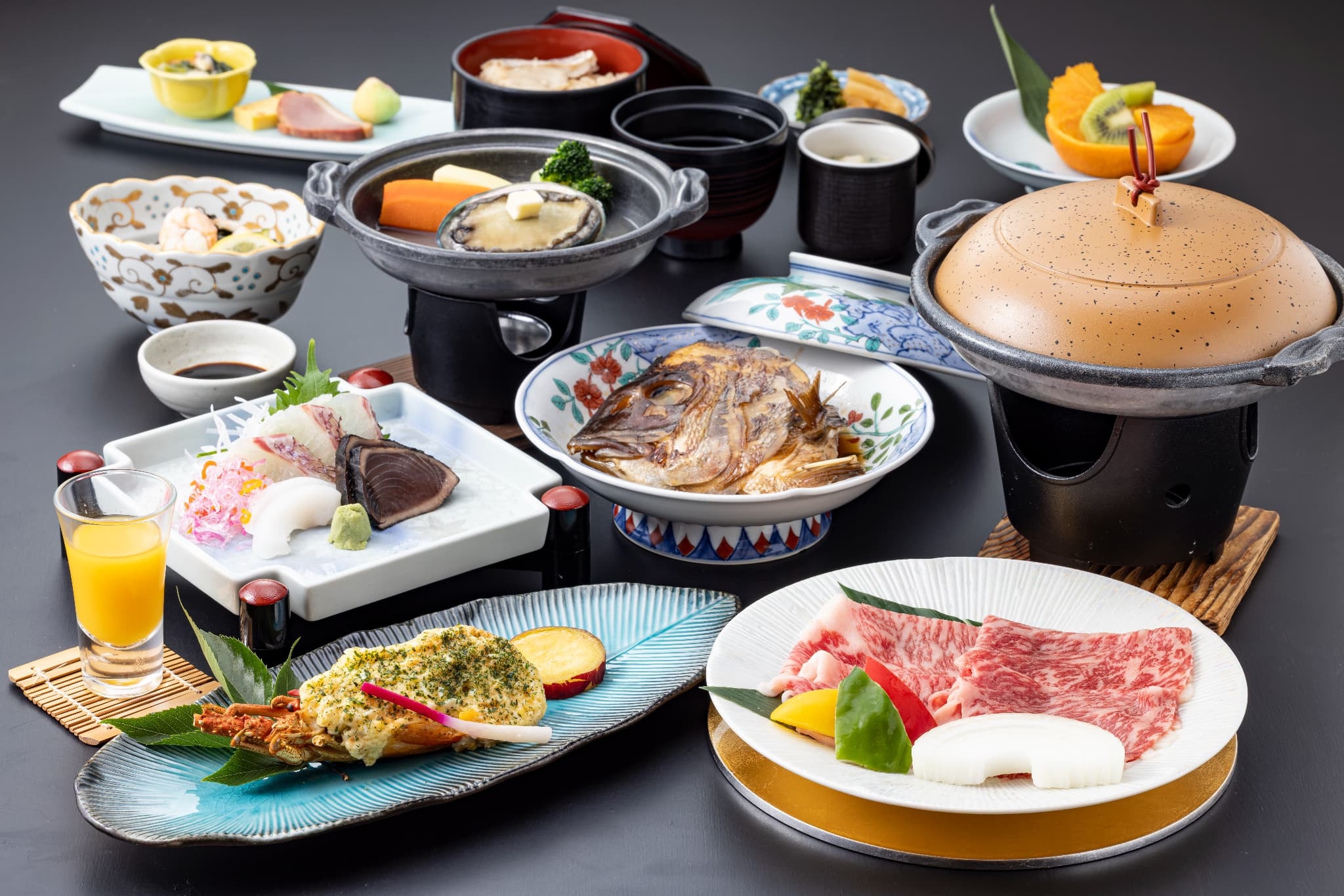 【超特選 お食事プレミアムプラン】鮑・鯛・伊予牛・ロブスター付贅沢プレミアムプラン (朝・夕食付)