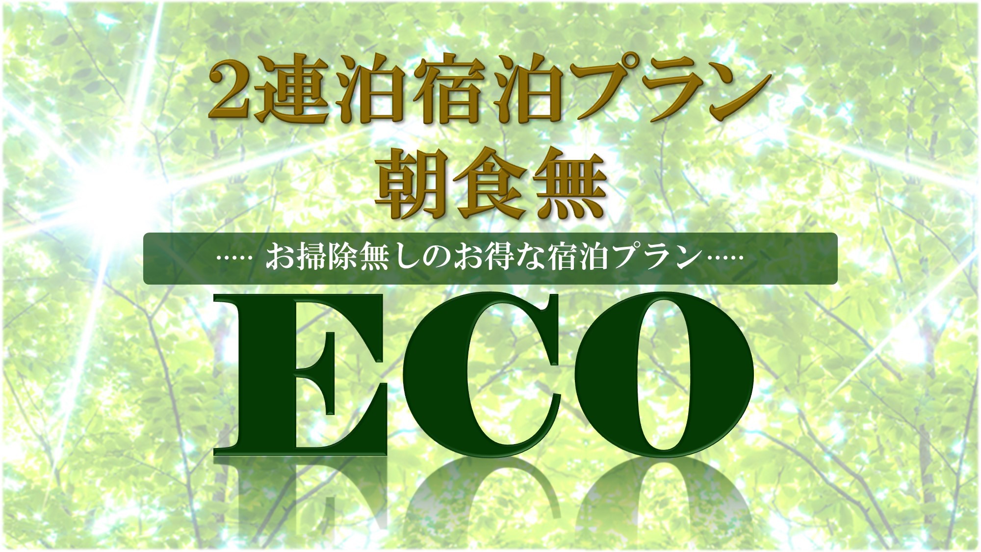 【ECO・2連泊】お掃除無しの連泊プラン◆【素泊まり】