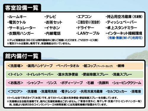 施設-サービス-客室設備・館内備付一覧