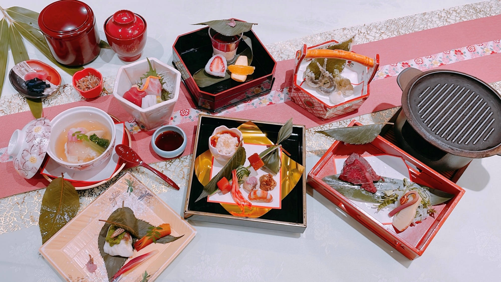 *瑞宝会席一例（お魚やお肉料理など楽しめる会席です）