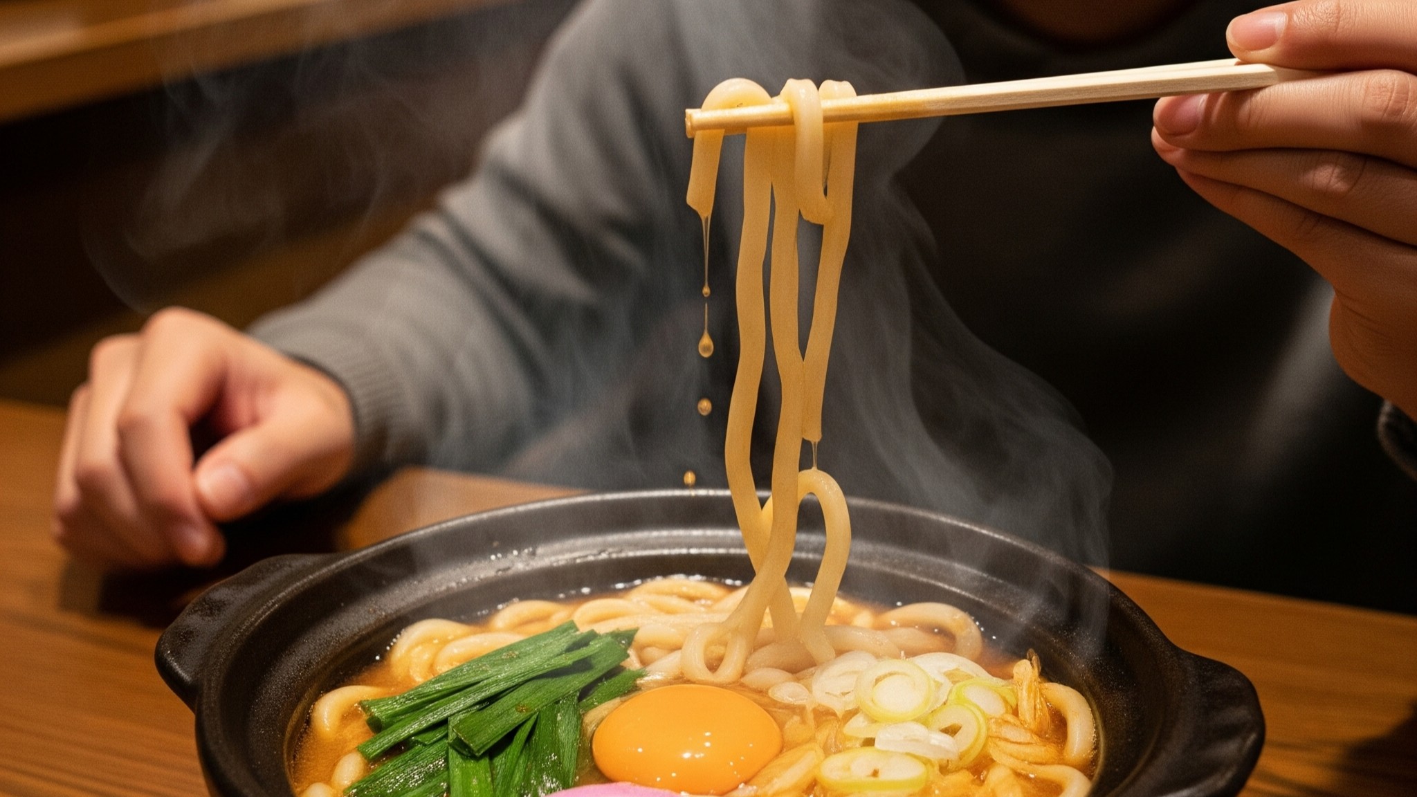 ご当地名物味噌煮込みうどん、ホテル近くのお店で食べられる！