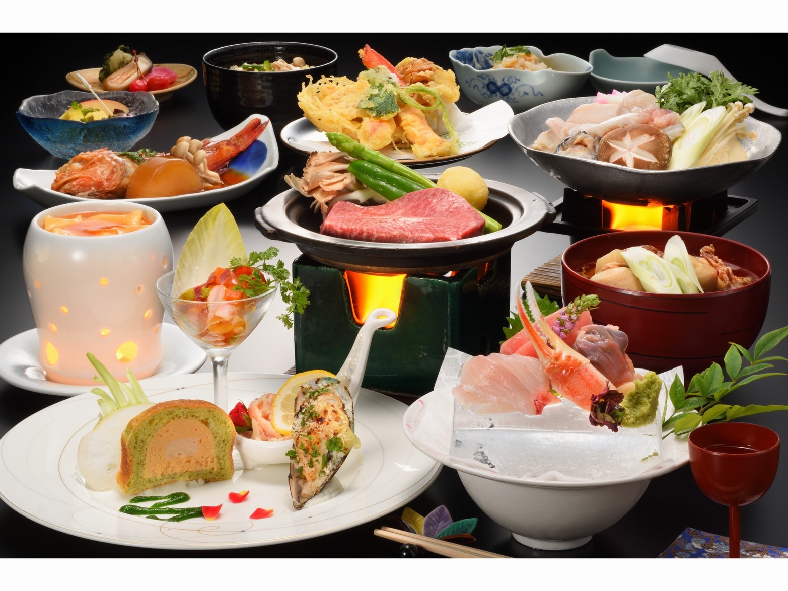  「山形牛のステーキ」と「ふぐ鍋」宝（たから）プラン