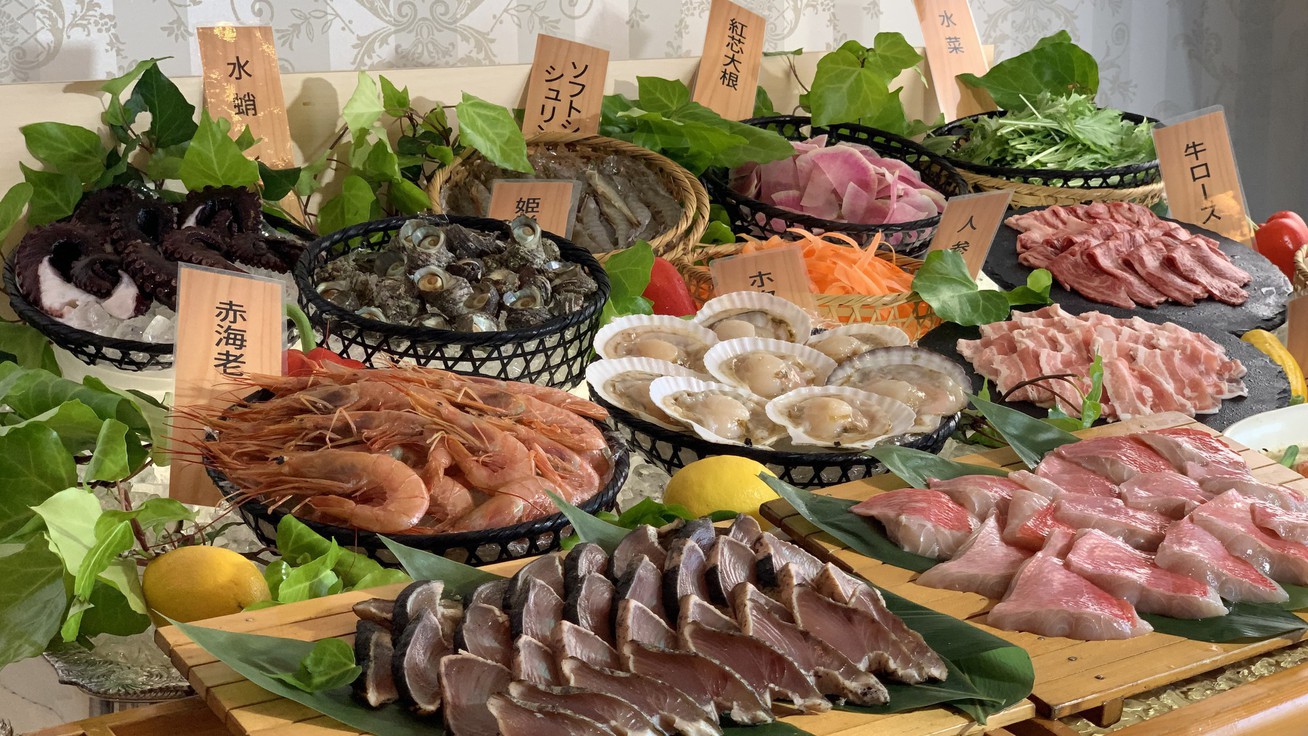 【期間限定】海鮮祭り＜魚と肉のしゃぶしゃぶ＞海鮮マーケットプラン《夕食19：30》【１泊２食】