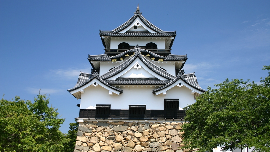琵琶湖八景　”月明　彦根の古城”