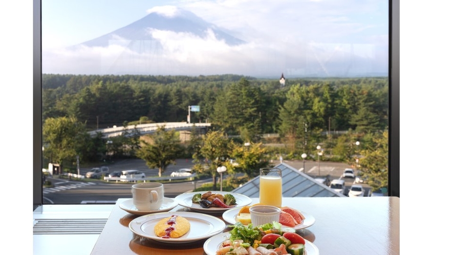 富士山と朝食