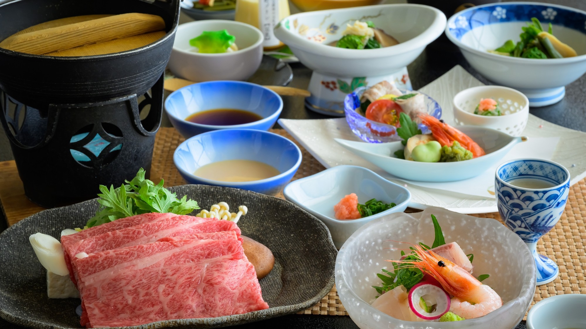 【美食少量＜小町会席＞】良いものを少しずつ！米沢牛をさっぱりしゃぶしゃぶで〇名湯に浸かり心身を整える