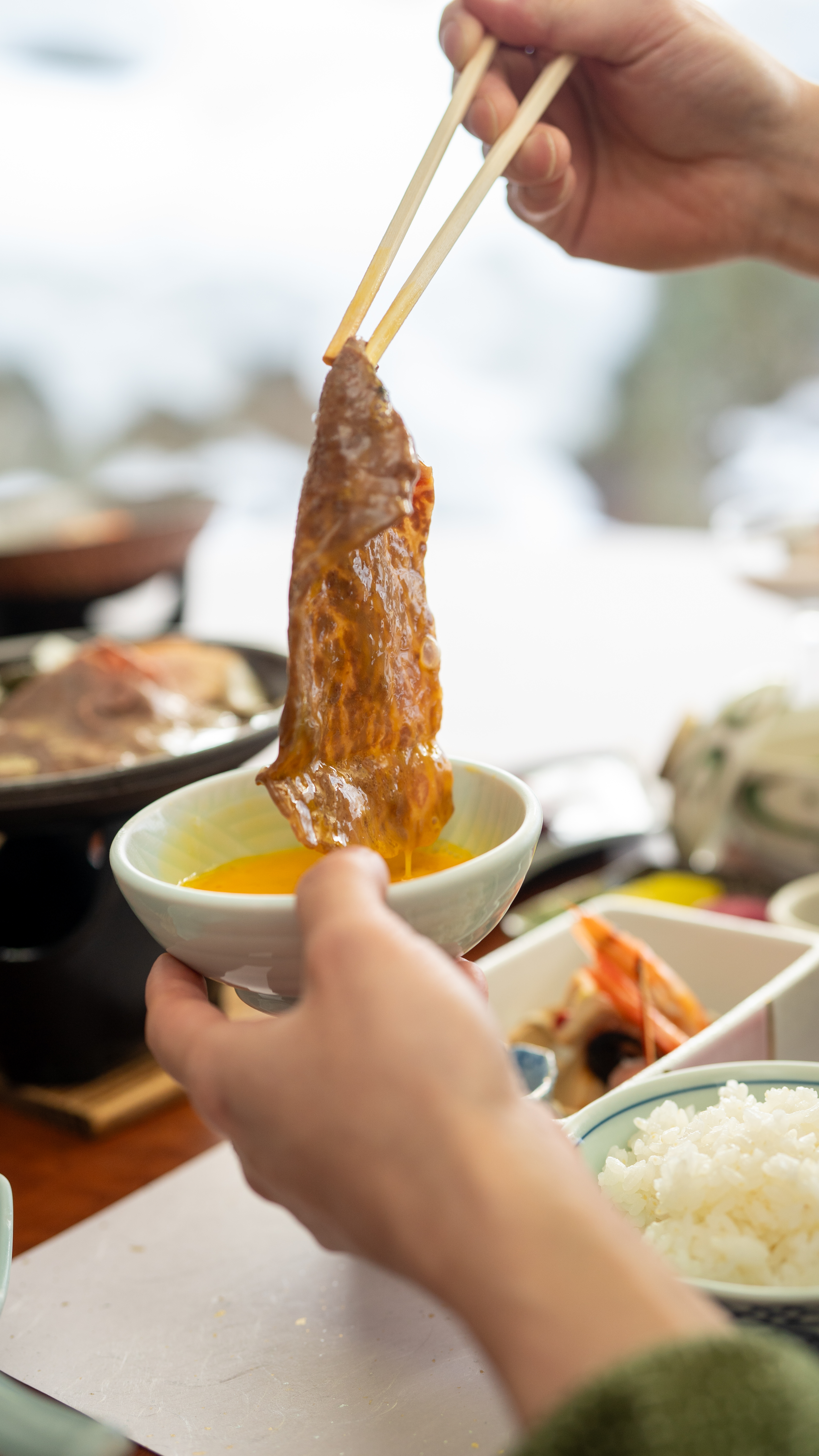 【創作会席一例：黒毛和牛の鋤焼き仕立て】