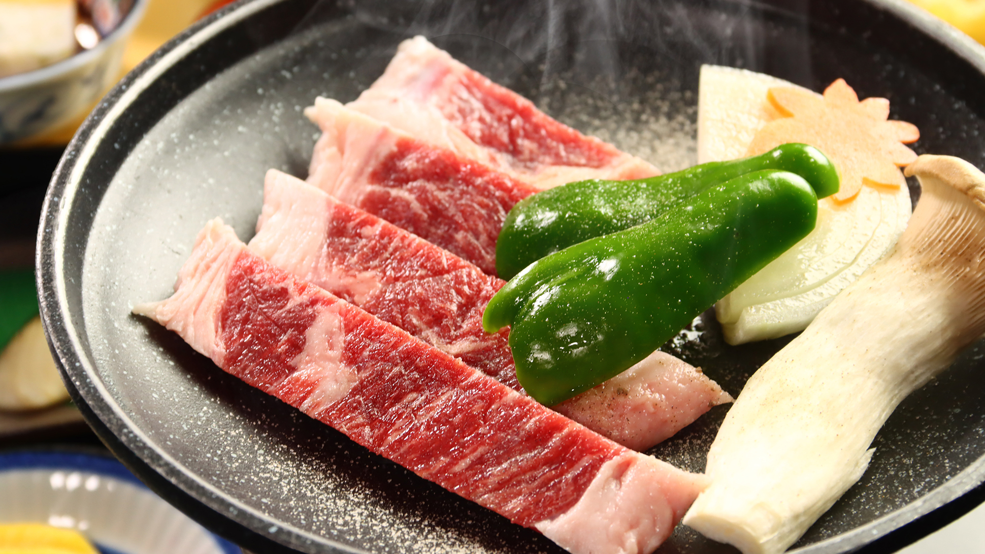 【料理】 夕食 上州牛の陶板焼き