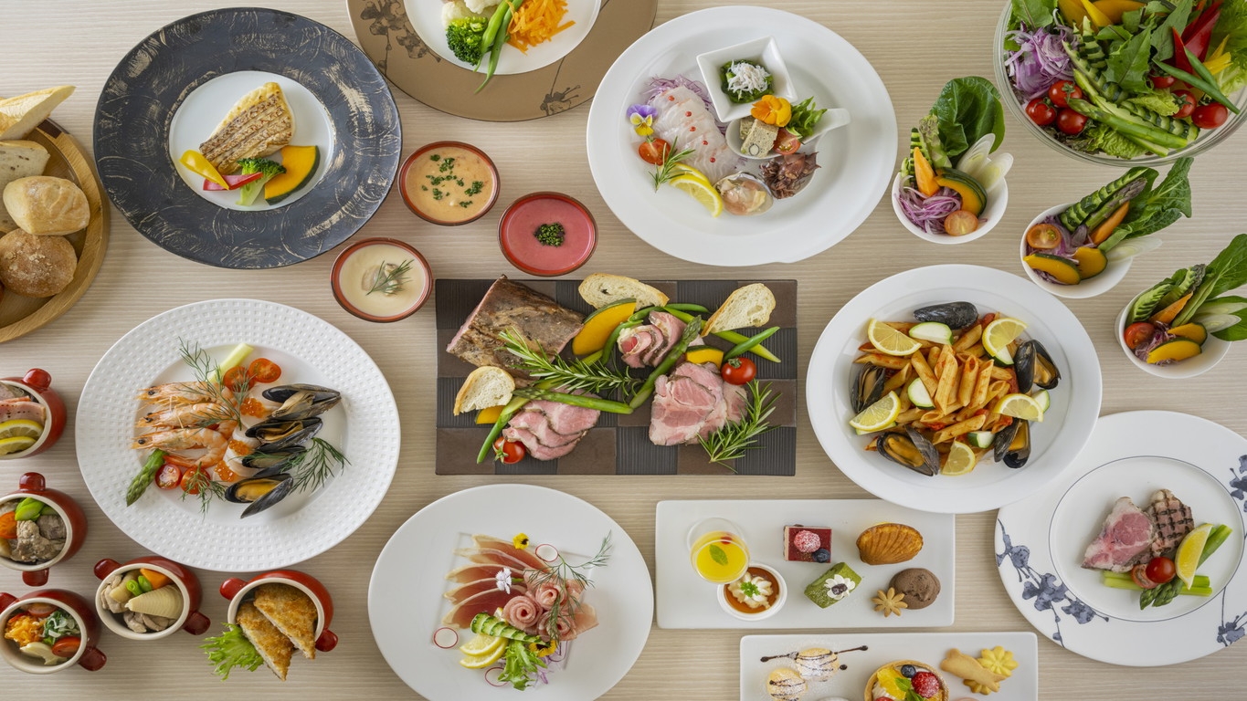 【ベーシックブッフェ】食事は隣の茶玻瑠本館で！地元食材と部屋風呂温泉で贅沢なひと時を〜