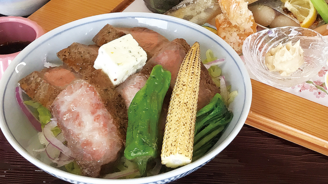 《逸点豪華主義ランチ》【昼食＆温泉■ステーキ丼御膳■】☆質重視☆三河牛Ａ５ランクと温泉を堪能◆食事処