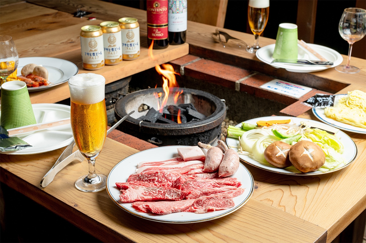 【手ぶらでOK！ワンランク上のBBQセットプラン】 オーナー厳選の炭で焼く極上国産和牛BBQ　夕食付