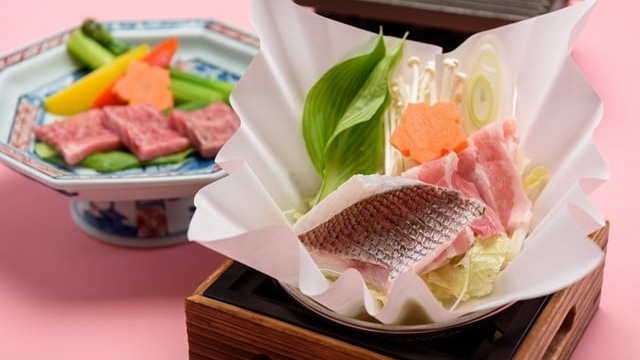 庄内の旬を盛り込んだ春の特別コース『日本海の鯛と山菜・山形牛 旬彩料理』宿泊プラン