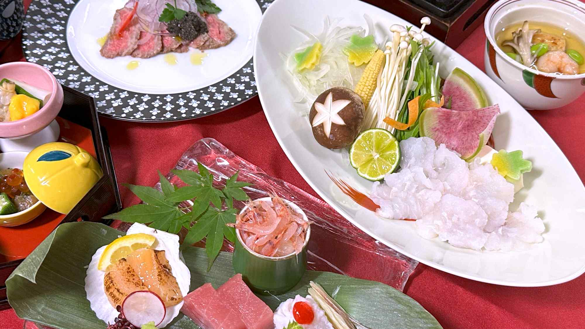 *【ご夕食＜芦ノ湖＞】［6-8月］季節限定「鱧のしゃぶしゃぶ」ほか、料理長厳選の会席料理（一例）