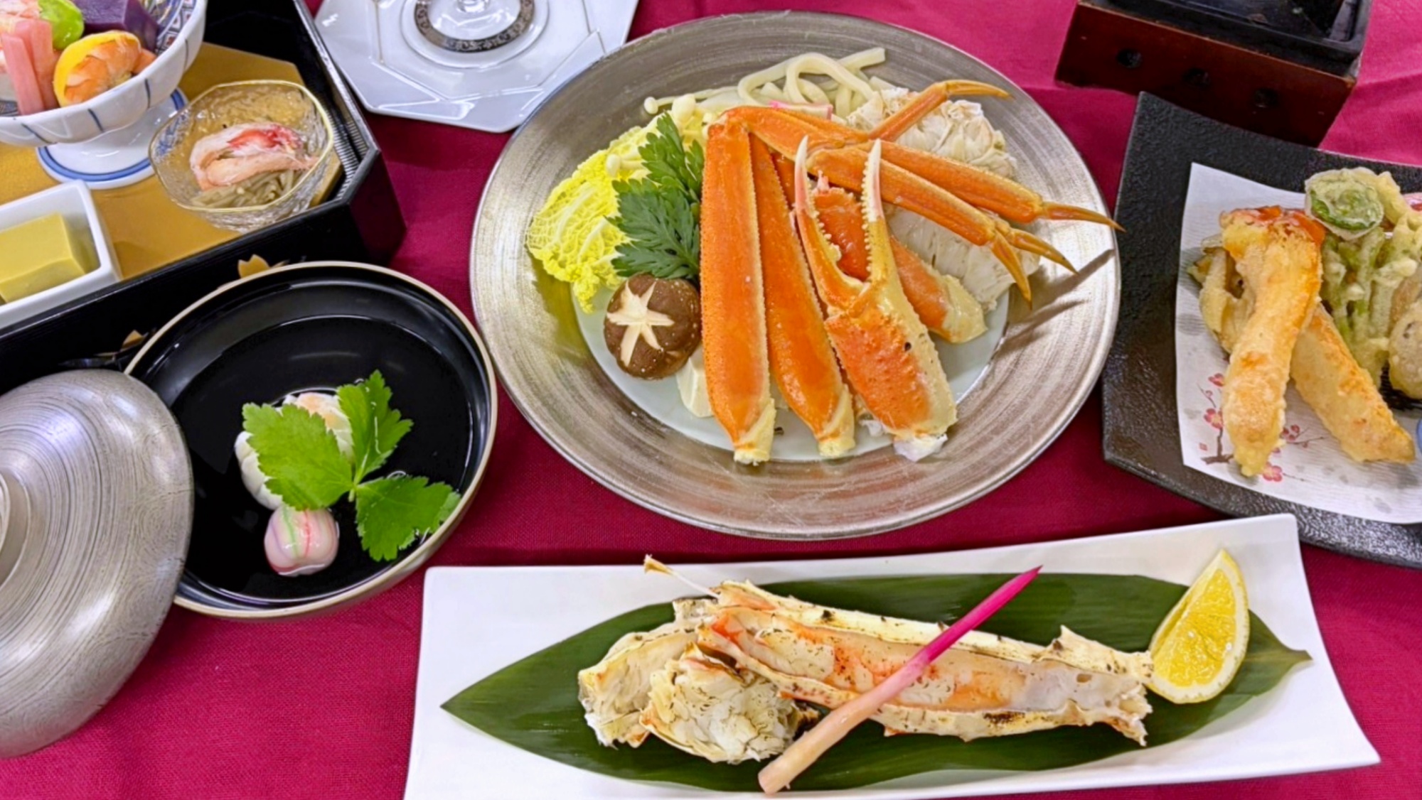 *【ご夕食＜芦ノ湖＞】［3-5月］ズワイガニ・タラバガニを様々な調理法で味わえる蟹づくしコース