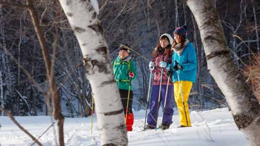 雪原を歩くスノーシューも人気です