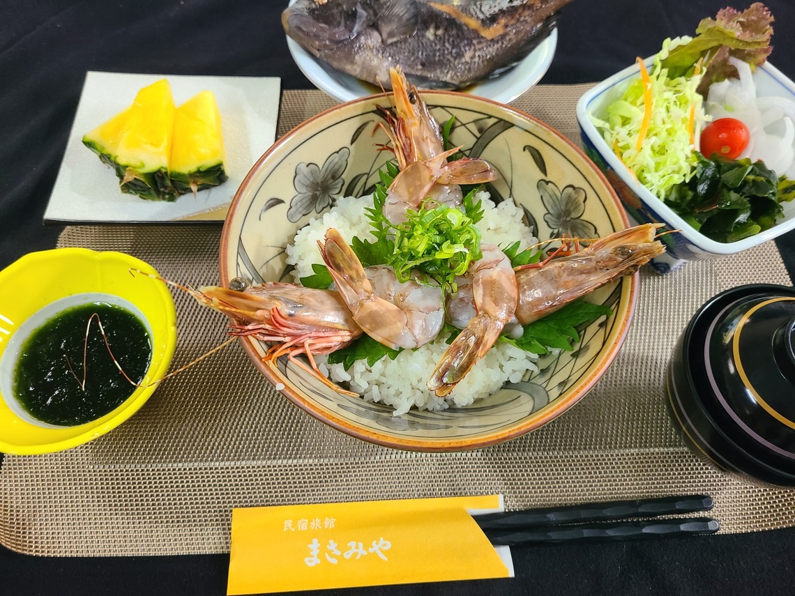 本マグロ又車えび　まさみや定食（会席料理じゃないよ）A〜D1個選んでくださいプラン2名〜４名１室