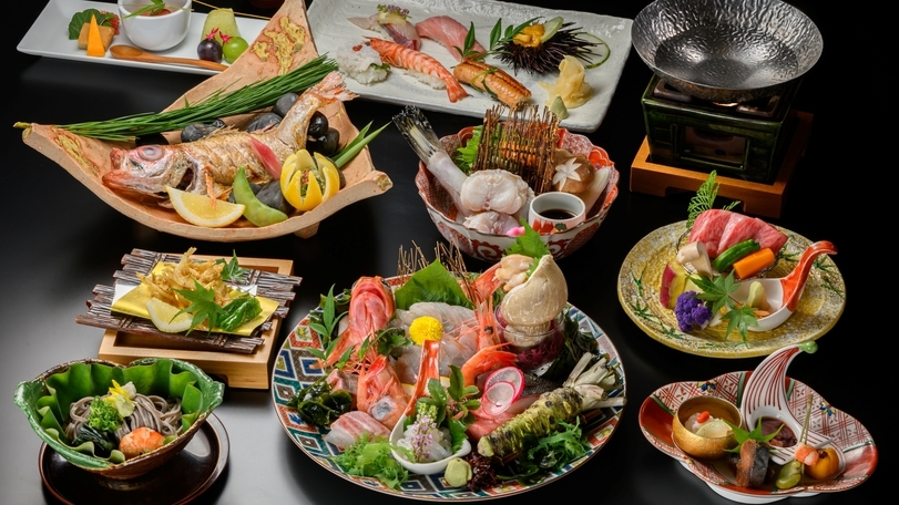 【料理長厳選】北陸三昧じわもん会席〜のどぐろ姿焼1匹×能登牛×白海老◆北陸三県の山海の吟味食材を堪能