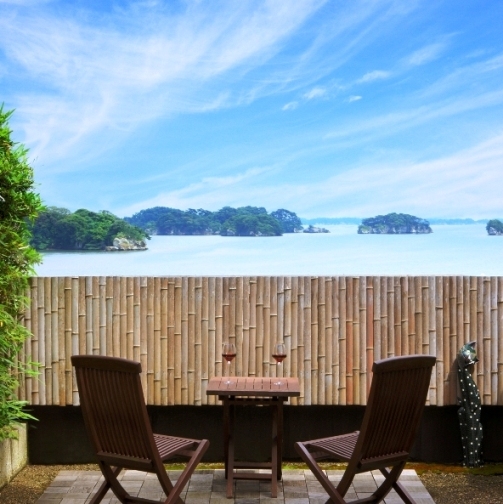 Matsushima Bay from a guest room with an open-air bath
