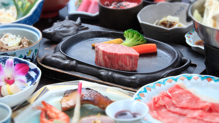 ご夕食／山形牛鉄板ステーキ付和食膳※イメージ