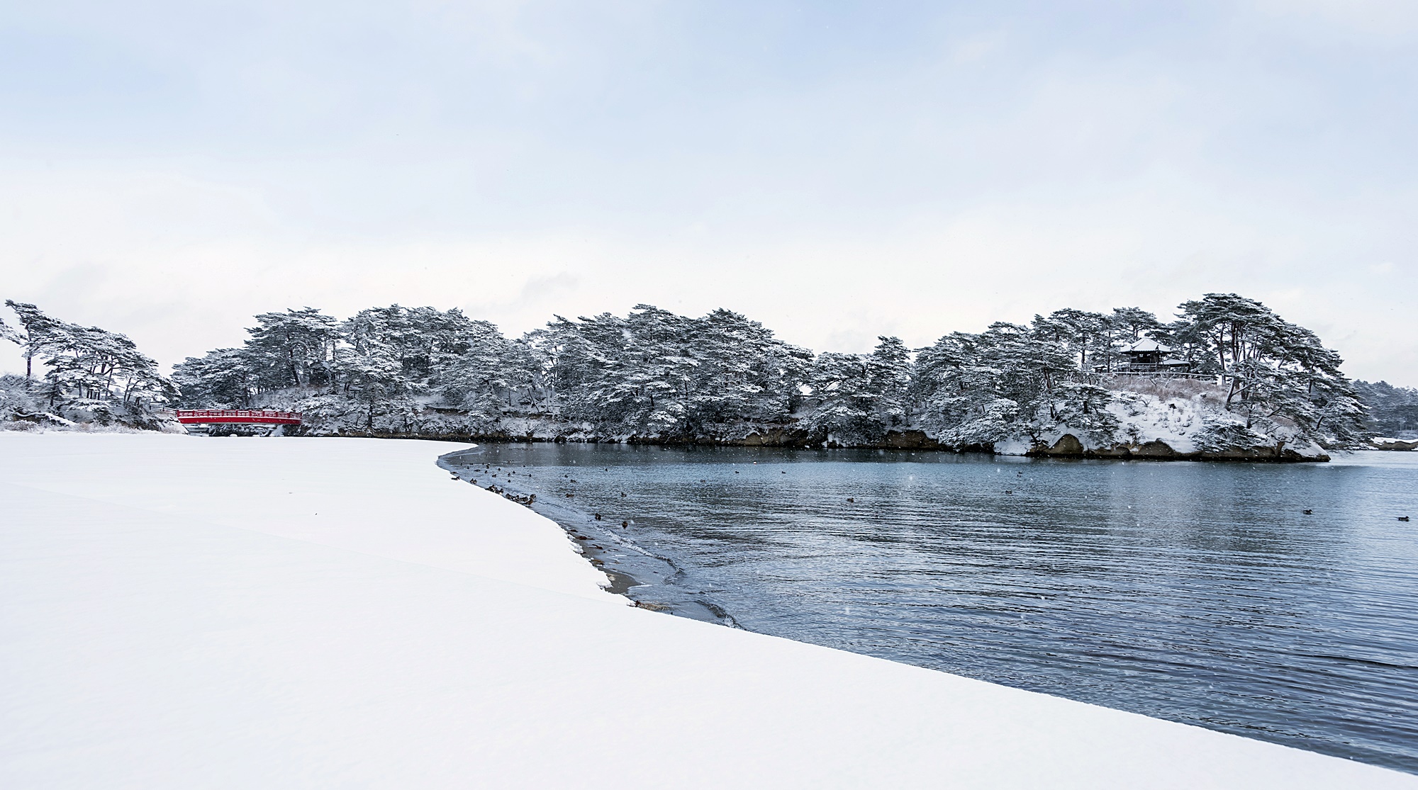 **【周辺観光】松島　珍しい積雪の様子