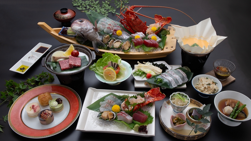 【ちょっぴり贅沢に】伊勢海老・旬魚・瀬戸内牛☆小豆島の美味が満載！／新海廬会席