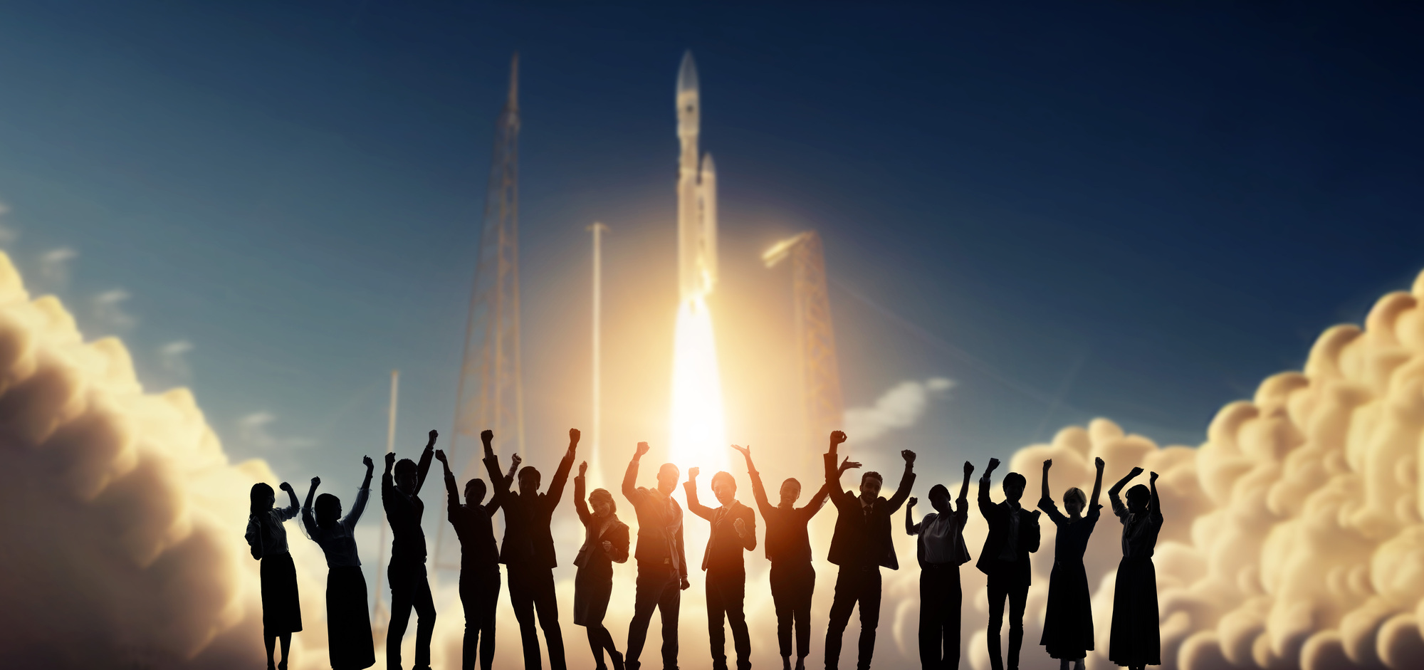宇宙ロケット発射を喜ぶ人々★